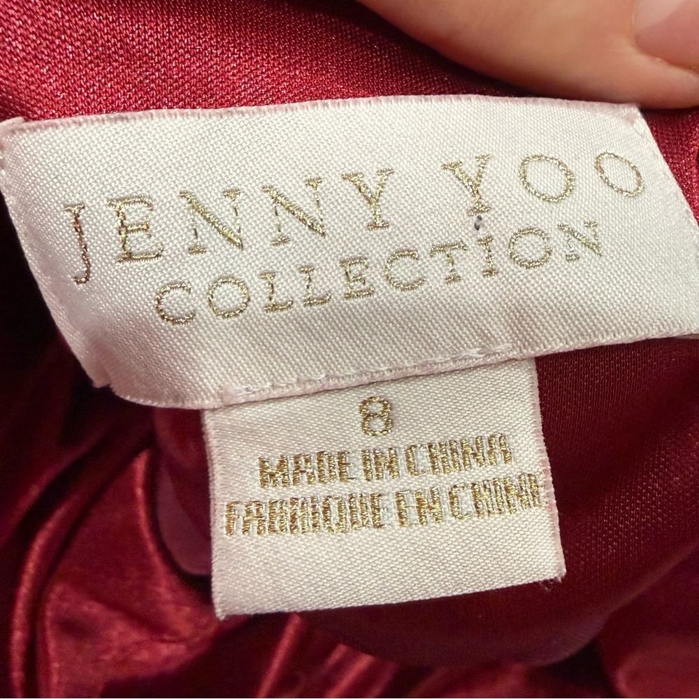 Jenny Yoo Dress Ryland Maxi Long Sleeve V-neck Open Back in Dark Berry Velvet - Picture 7 of 7